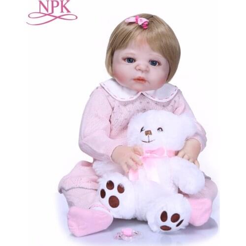 NPK 55cm Newarrival doll Realistic Full Silicone Reborn Baby Doll For Sale Lifelike Bebe Alive Dolls Kids Playmate Xmas Gifts