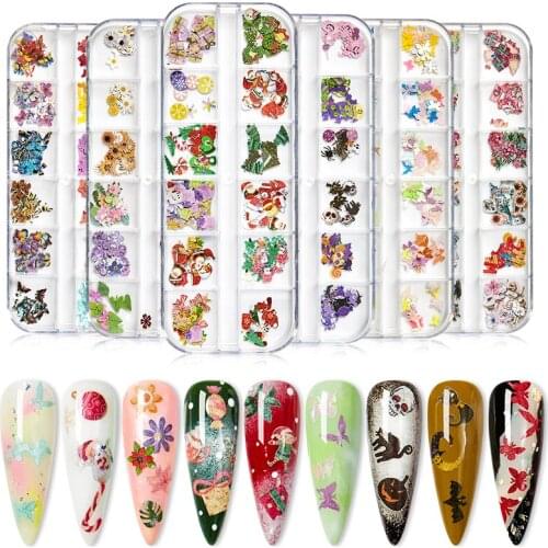 Christmas Butterfly Flower Nail Sticker Foils Mixed Nail Art Decorations Decals Tip For a Manicure DIY Nails Design Accessories