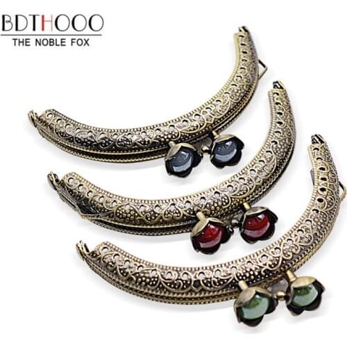 DIY 8.5cm Lotus head Purse Frame Metal Coin Clutch Bag Frame For Bag Accessories Semicircular embossing