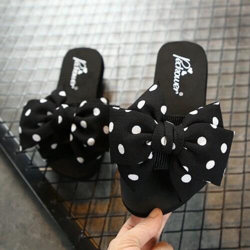 Parent-child Slippers Summer New Fashion Women Sandal Beach Slides Polka Dot Bow Shoes Comfortable Child Flip Flop qq936