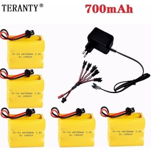 SM Plug) Ni-CD 7.2v 700mah Battery + USB Charger For Rc toys Car Tank Train Robot Boats Guns AA 7.2v Rechargeable Battery Pack