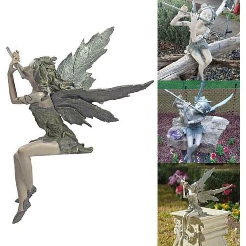Turek Sitting Flower Fairy Garden Statue Outdoor Ornament Patio Sculpture Decor Resin Craft Decoration For Gift