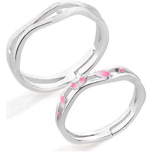 Uloveido original design 925 sterling silver couple ring with falling flowers and flowing water fashion opening ring SALRG63