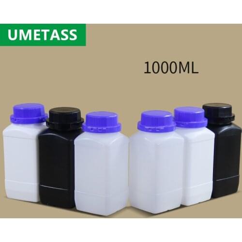 UMETASS Empty 1000ml Square Bottle with Blue cap and Inner Cover Food Grade Reagent Container for Chemical Liquid glue solid