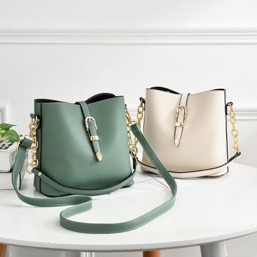 Woman Chain Mini Small Shoulder Bucket Bags Pu Leather 2021 Ladies Fashion Casual Travel Business Student Crossbody Bag