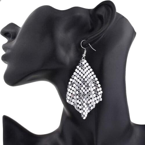2018 New Fashion Pendientes Jewelry Metal Dazzling Sequins Drop Earring For Women Tassel Dangle Colorful Long Statement Earrings