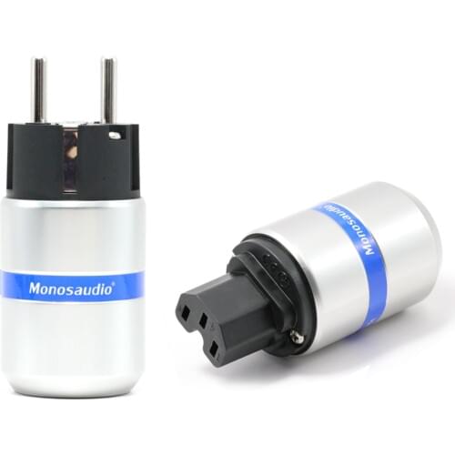 1 Pair Monosaudio E106R/F106R Pure Copper Rhodium Plated EU Type power connector Schuko Power Plug Hifi DIY