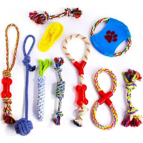 10PCS Pet Dog Chew Cotton Rope Interactive Funny Knotted Chew Bite Resistant Toy Dog Cotton Rope Toy For Dogs Puppy Pet Supplies