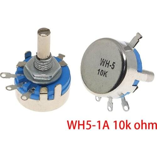2pcs WH5-1A 10k ohm 3-Terminals Round Shaft Rotary Taper Carbon Potentiometer