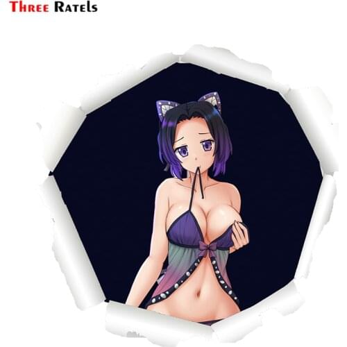Three Ratels 3D Anime Demon Slayer Shinobu Kocho Girl SEXY STICKER Car Body Stickes Style Decal