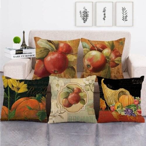 45cm*45cm autumn harvest and fruit design throw cushion cover linen/cotton sofa pillow cover decorative pillow case