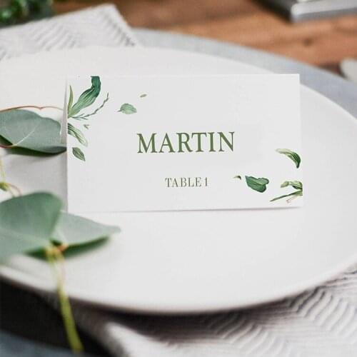 50pcs/Lot Green Flower Garden Style Wedding Party Table Name Place Cards Favor Decor Wedding Decoration