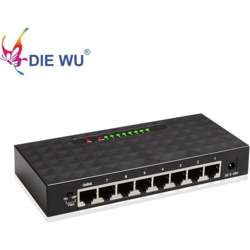 8 Ports 10/ 100 /1000 Mbps Gigabit Ethernet Network Switch High Performance VLAN Ethernet Smart Switch