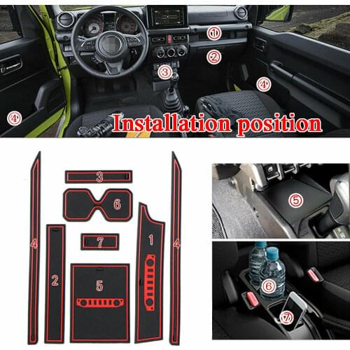 8pcs/Set Car Interior Accessories Rubber Non-slip Car Door Gate Slot Pad Cup Holder Mat For Suzuki Jimny 2019 For RHD