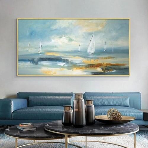 Abstract Landscape Sail Hand Painted Colorful Abstract Oil Painting On Canvas Handmade Wall Art Decoration unframed For Home