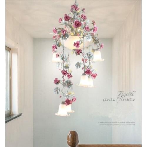 Art deco Floral Chandelier lamp Lustre 10L D65cm H120cm Pink Rose Flower Chandelier Light Fixture E14 LED Decoration Chandelier