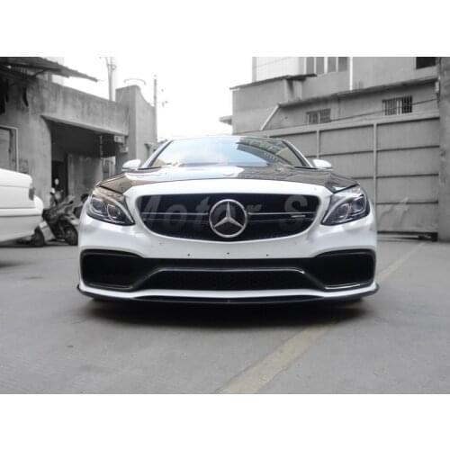 Car Accessories Carbon Fiber Front Lip & Canards 4pcs Fit For 2015-2016 MB W205 C63 OEM Front Bumper Middle Insert Garnish Kit