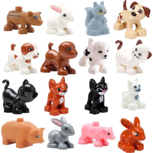 Big building blocks accessories farm animals zoo Compatible with Duplos cat pig dog rabbit monkey hippo sheep children Toys gift