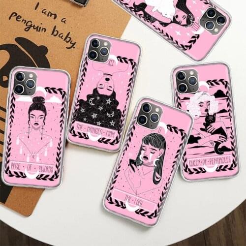 Pink Witches Moon Tarot Mystery Phone Case For Iphone X XS 11 12 Mini Pro Max XR 8 7 6 6S Plus SE 2020 5 5S Cover