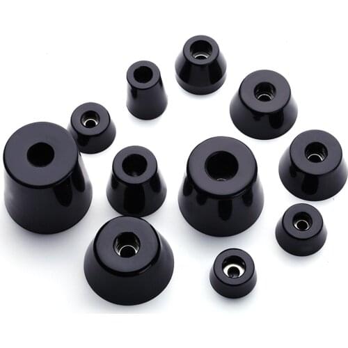 4pcs Black Rubber Feet with Washer Conical Anti Slip ​Shock Pad For Speaker Cabinets Flight Cases Furniture Floor Protector