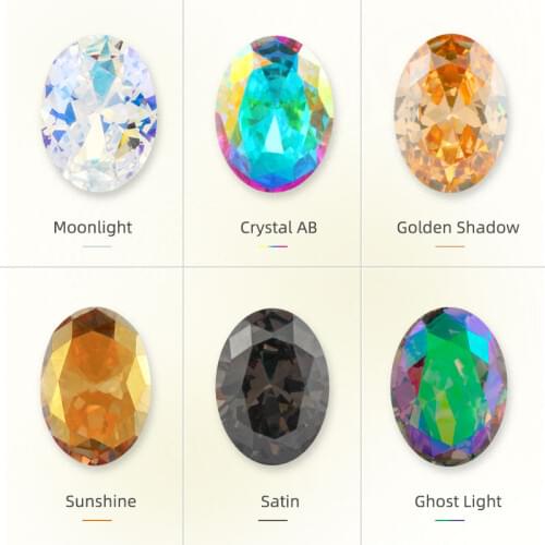 Astrobox Zircon Sew On Crystal Stones High Quality Gem Stone Pointback Oval Zircon Crystal Rhinestone DIY Clothing Accessories