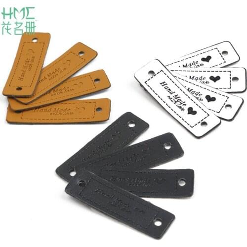 24/36/48pcs Approx 5x1.5cm Love Shape Handmade Embossed PU Leather Labels For DIY Garment Clothes Sewing Accessories Wholesale