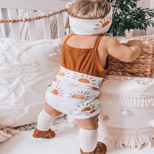 Baby Girls Boys Summer Floral Print Shorts Headband Cotton Kids Outfits Children Clothing Newborn Comfortable Toddler PP Pants