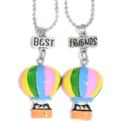 Simulation Color Hot Air Balloon bff Pendant Necklace Children Best Friends Couple Girls Friendship Jewelry Birthday Gift