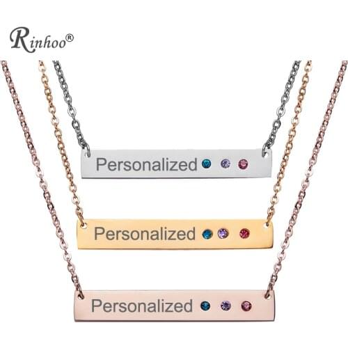Personalized Custom Engrave Your Name Necklace Pendant Women Jewelry Plate Double-Sided Letters Stainless Steel ID Tag Necklaces
