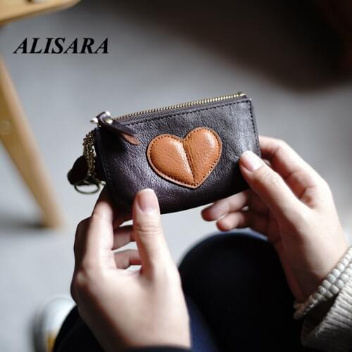 2020 Hot Sale Real cowhide leatherr Wallet Short Women Wallets Zipper Purse Wallets Loving couple gift Coin Purse Card Holder
