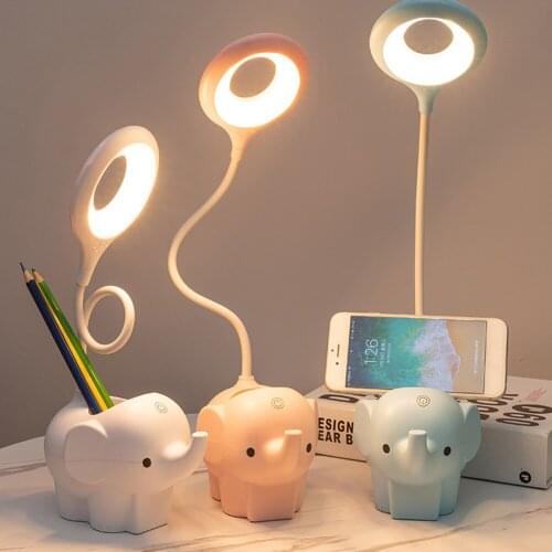 Creative Elephant Animal LED Table Lamp Charging Plug-in Dual-Use Three-Color Temperature Adjustable Learning Table Lamp for Kid