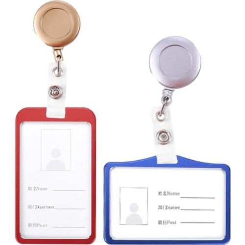 Fashion Aluminum Alloy Work Name Card Holders Business Work Card ID Badge Lanyard Holder Men Women Metal ID Business Case