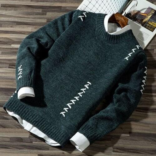2021 Mens Casual Autumn Fashion Casual Strip Color Block Knitwear Jumper Pullover Sweater sale Material Cotton Mens Sweaters