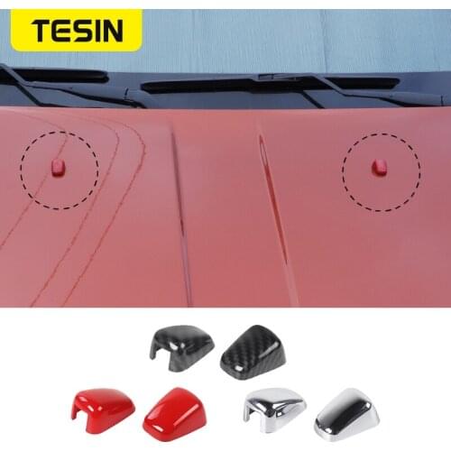 TESIN ABS Car Front Windshield Washer Wiper Spray Nozzle Cover Stickers Accessories For Dodge Nitro For Jeep Liberty 2007-2012