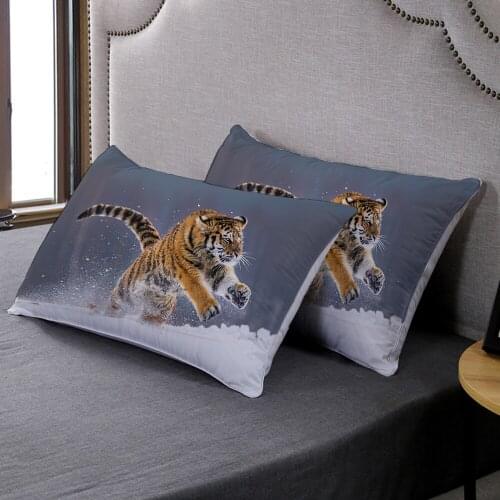 3D Print Comfortable Pillow Cover Jungle Wild Animals Pillowcase Home Bedroom Decor For Single Bed Pillow Covers 2pcs Custom