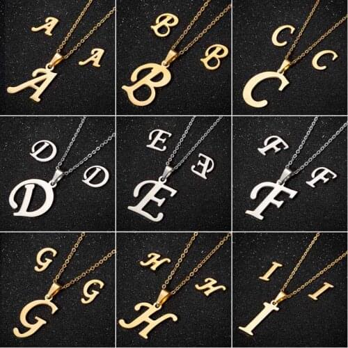 SMJEL Stainless Steel Letter Necklace for Women 26 Initial Name Statement Nekclace Gifts Couple Jewelry Wholesale collier femme