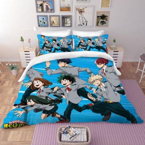 Anime Bedding Set My Hero Academia Bed Linen Quilt Duvet Cover Sets Home Decor Single Queen King Size Gift Cute Kids Cartoon