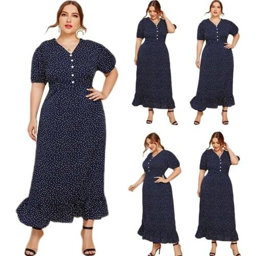 Plus Size Casual Loose Printed Long Dress V-neck Summer Women Muslim Abaya Ramadan Islamic Clothing Short Sleeve Maxi Robe Gown