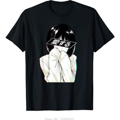 Sad Anime Girl Shirt | Trashy Waifu T-shirt Anime Girl Fashion Unisex Tshirt Men Cotton Tees Hip Hop Harajuku