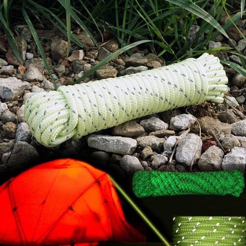 10/20/50M ALL-Night Reflective Luminous Rope Paracord 5MM Diameter Reflective String Outdoor Tent Rope for Camping Tent Awning