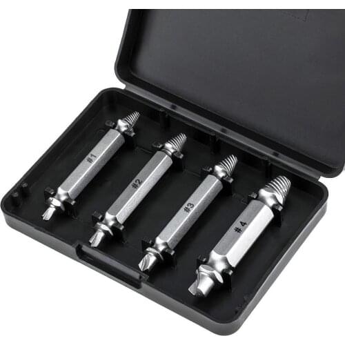 Vastar 4pcs Damaged Screw Extractor Drill Bits Guide Set Broken Speed Out Easy out Bolt Stud Stripped Screw Remover Tool