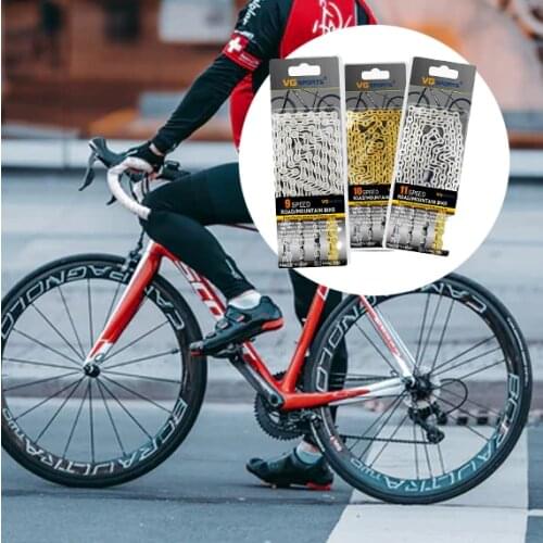 VG Sports Ultralight Bicycle Chain 8 9 10 11 Speed Bicycle Chain Bike Chain 116 Links MTB Road Bike Half Hollow Chain Bike Tools