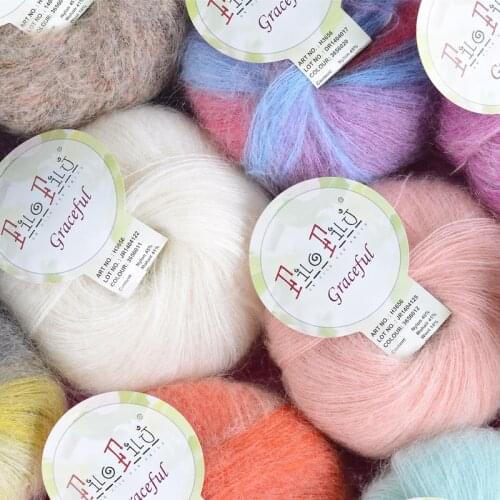 High Quality 25g/Lot 100 Meters Worsted Soft Rainbow color mohair Yarn Skeins Hand Knitting Painting Dyed Crochet Yarns