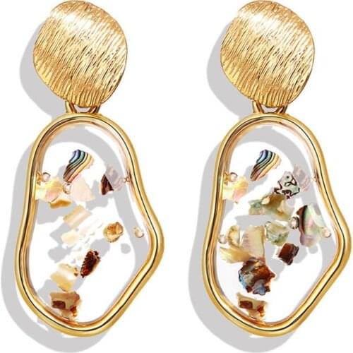 2019 Korean New Tortoise Shell Acrylic Drop Earrings For Women Geometric Square Round Big Dangle Earring Brincos Fashion Jewelry