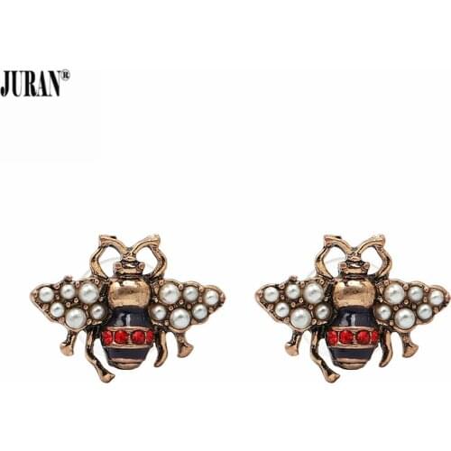 JURAN Women Simulated Pearl Beads Crystal Statement Earrings 2018 Fashion Party Stud Earrings Charm Jewelry Wedding Accessories