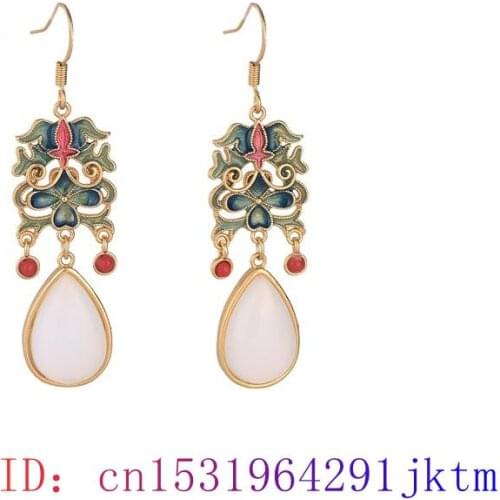 White Jade Water drop Earring Jewelry Women Zircon Chalcedony Charm Natural Fashion 925 Silver Crystal Gemstone Amulet Gifts