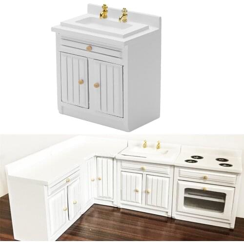 1:12 Dollhouse Miniature Furniture Kitchen Sink Cabinet Model Toy