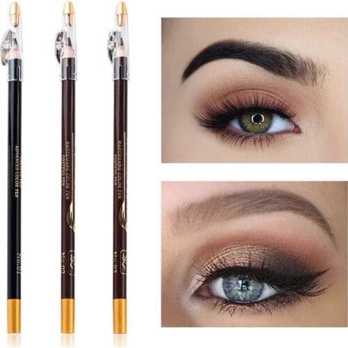 1PC Microblading Wooden Eyebrow Pen Waterproof Long Lasting Makeup Eye Brow Pencil Positioning Black Dark Brown Eyebrow Cosmetic