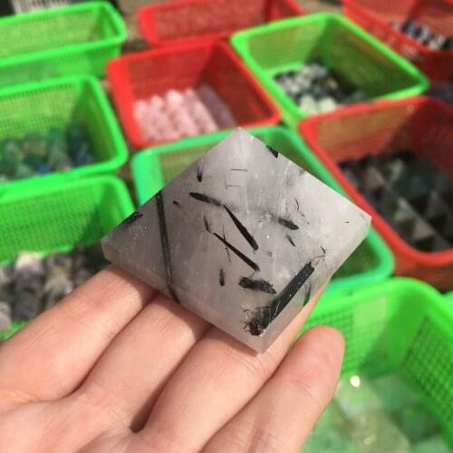 1pcs Rare Natural Black Tourmaline Hair quartz crystal Pyramid healing