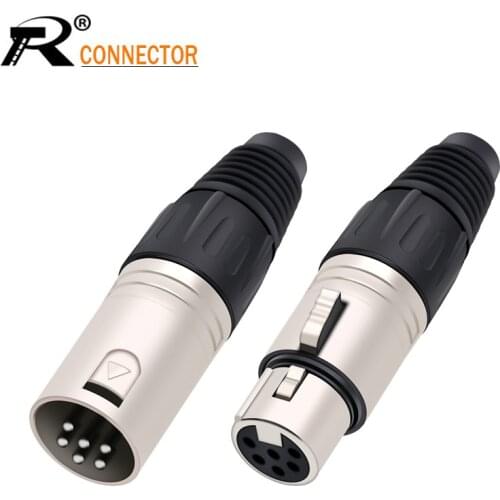 10pcs 6Pin XLR Male to Female Microphone Extension Cable Plug Audio Socket MIC Audio Connector Adapter